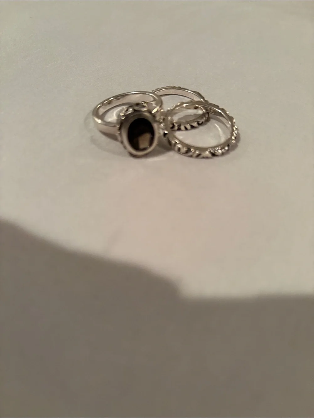Silpada Sterling Silver Stackable Ring Set with Smoky Quartz Gem